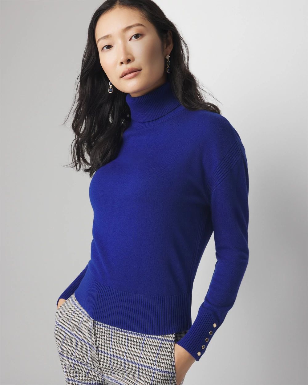 Blue turtleneck shirt on sale
